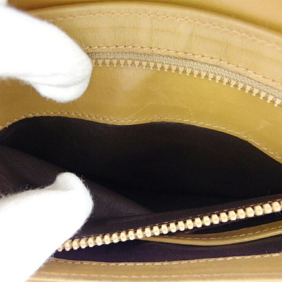 AUTH Bally shoulder bag B Mark beige leather